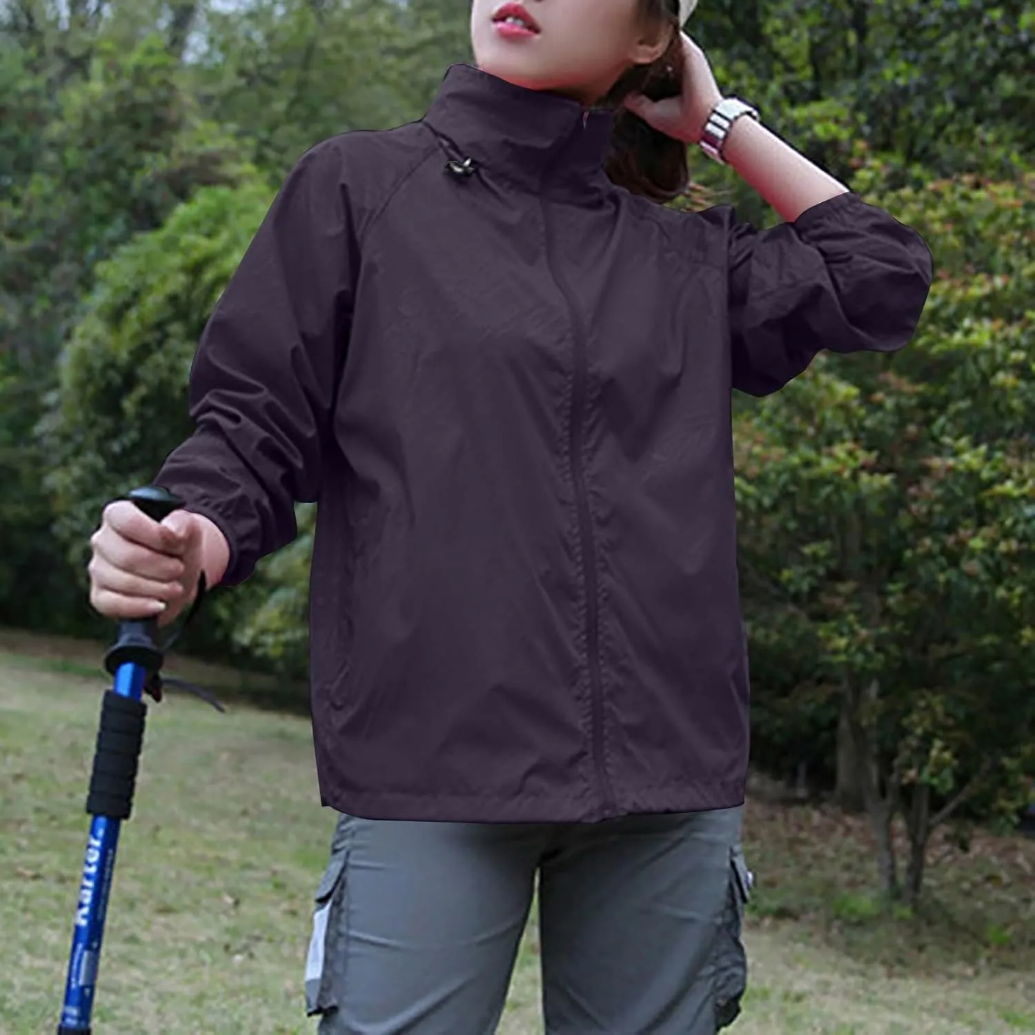 Rain Jacket Women Lightweight Hooded Raincoat Waterproof Windbreaker Jackets Packable Rain Coats with Pockets