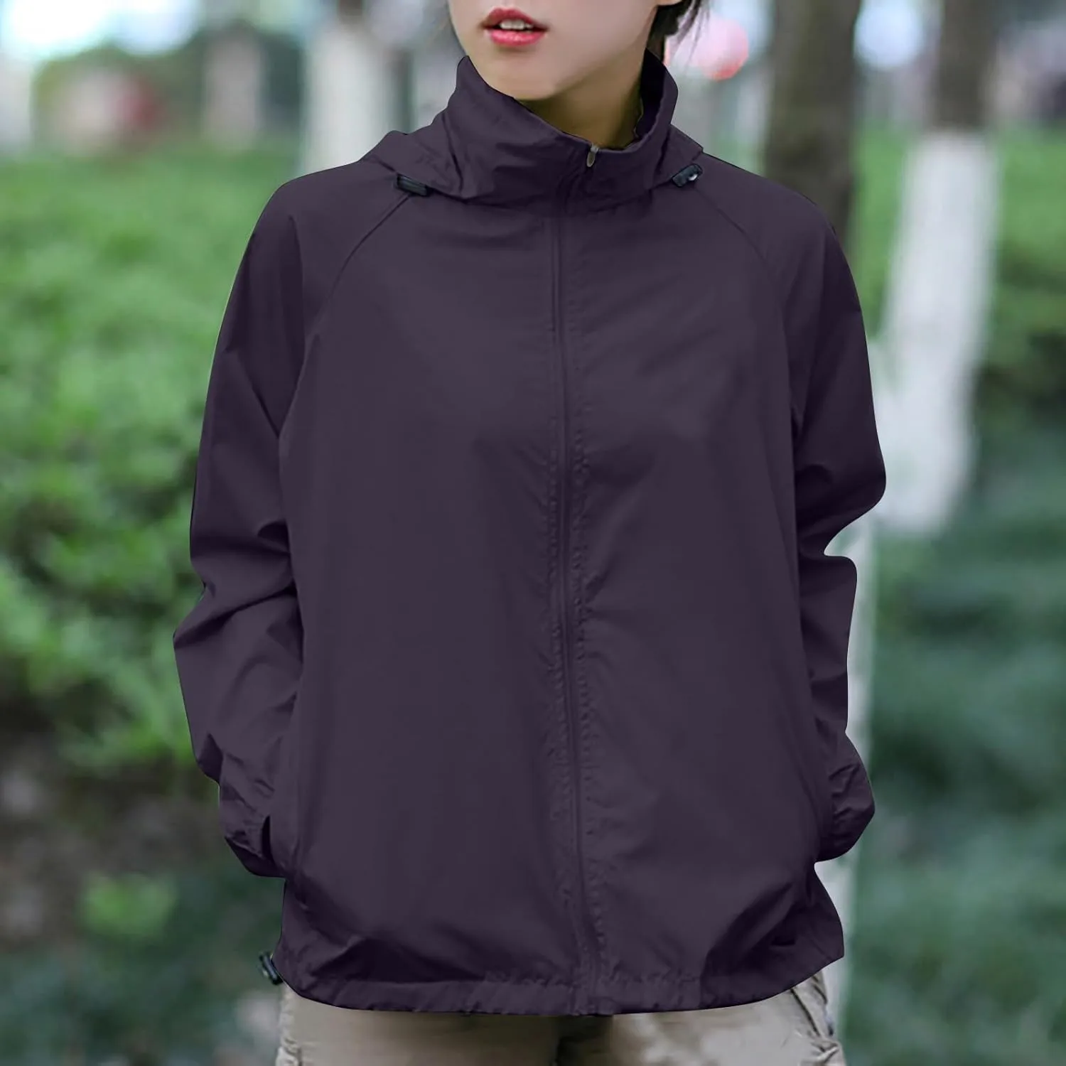Rain Jacket Women Lightweight Hooded Raincoat Waterproof Windbreaker Jackets Packable Rain Coats with Pockets