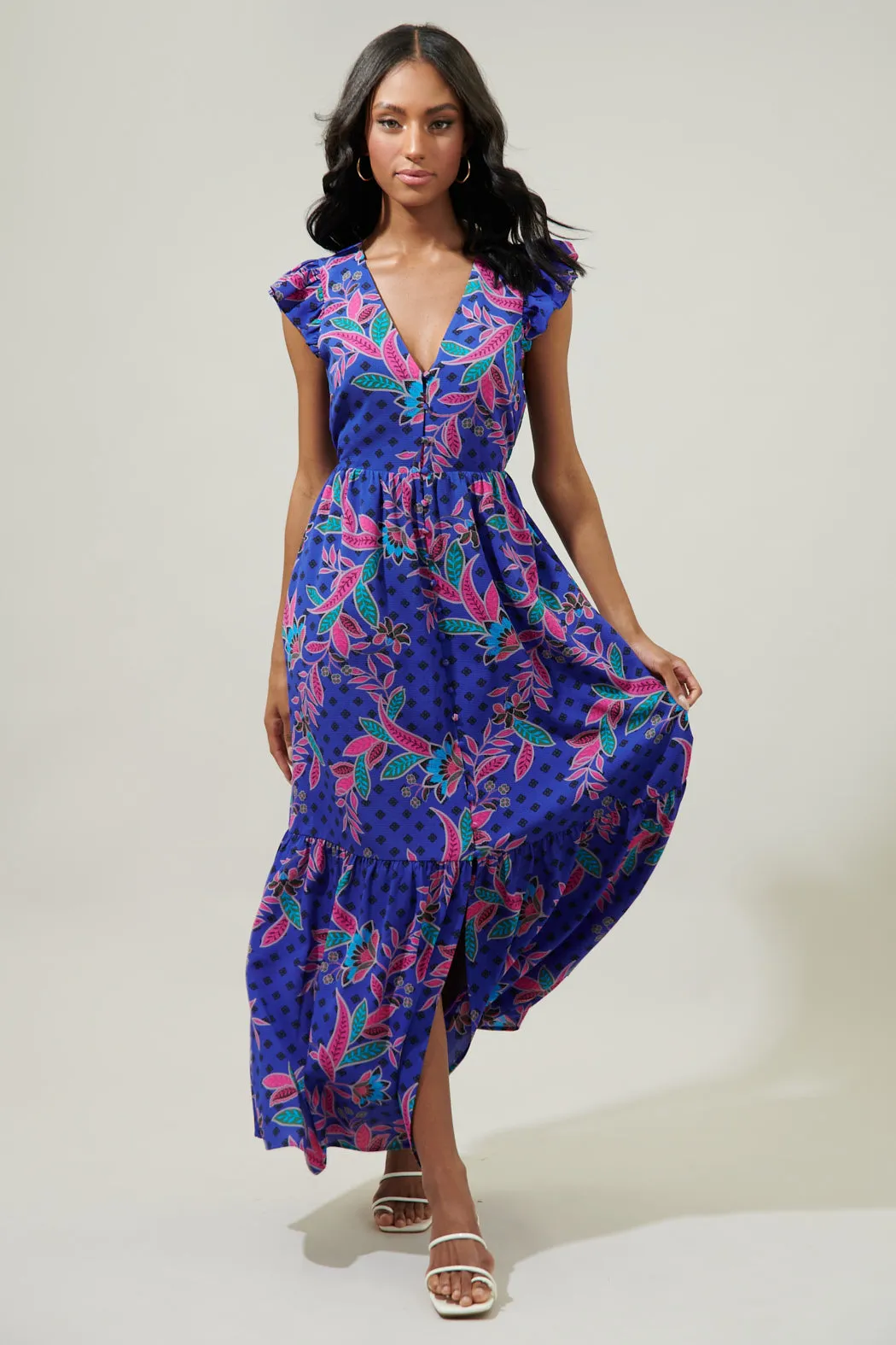 Rayanne Indigo Evianna Button Down Maxi Dress