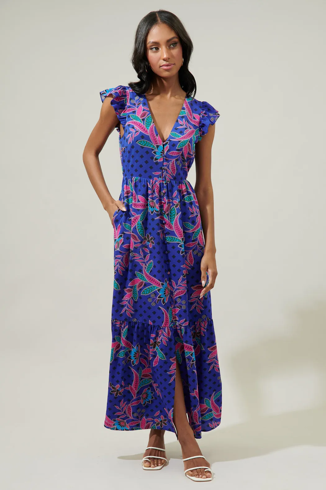 Rayanne Indigo Evianna Button Down Maxi Dress