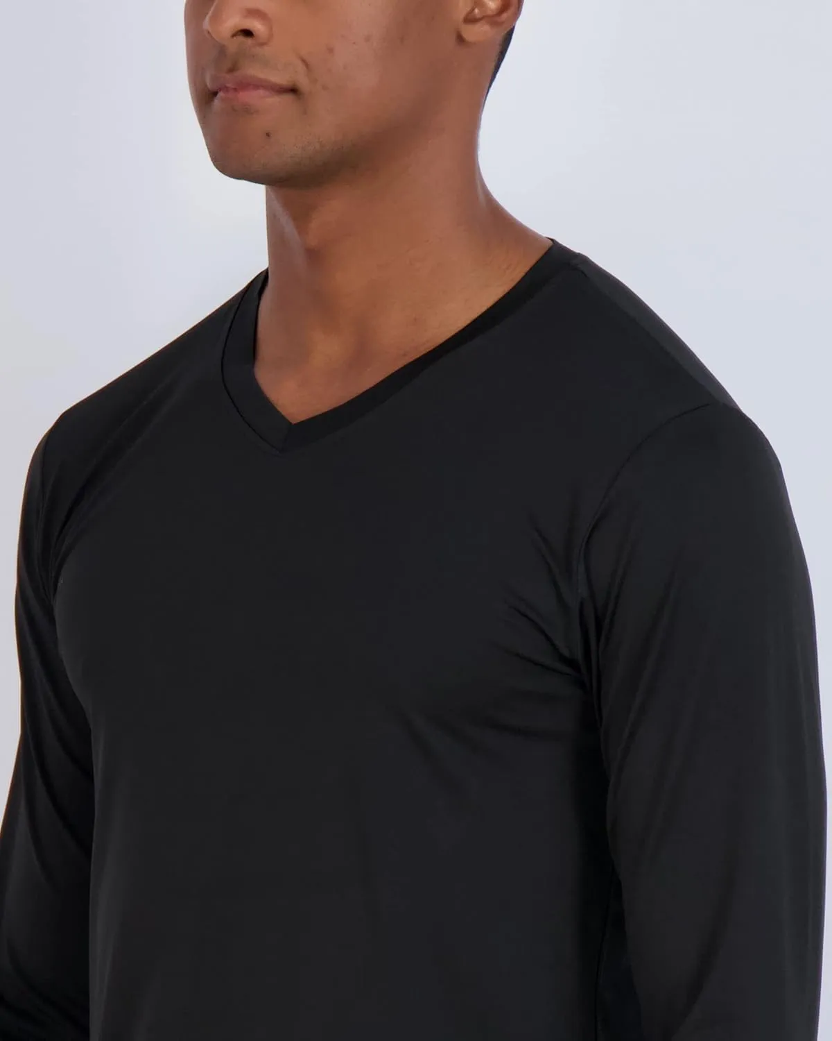 Real Essentials 4 Pack: Men's Dry Fit Long Sleeve V-Neck Active T-Shirt - Athletic Outdoor UPF 50  (Available in Big & Tall)