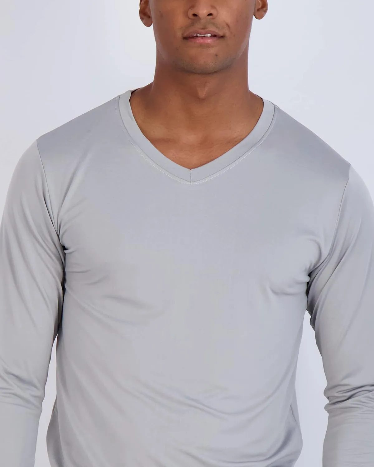 Real Essentials 4 Pack: Men's Dry Fit Long Sleeve V-Neck Active T-Shirt - Athletic Outdoor UPF 50  (Available in Big & Tall)