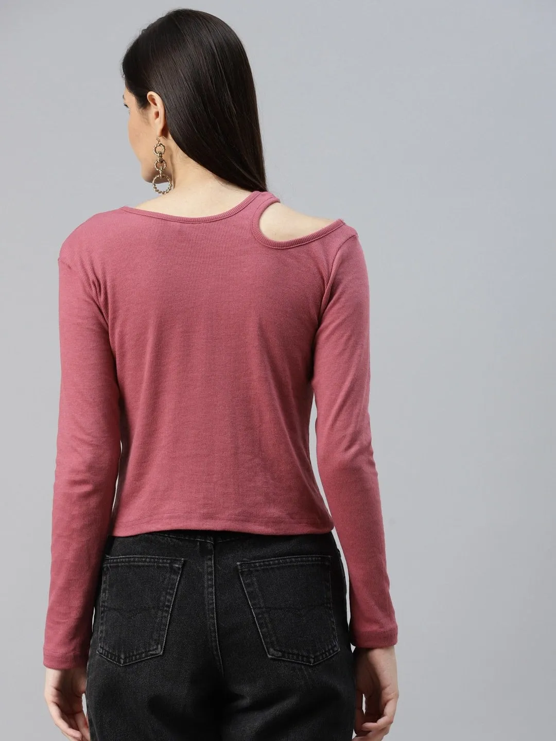 Red Cur-Out Detail T-shirt