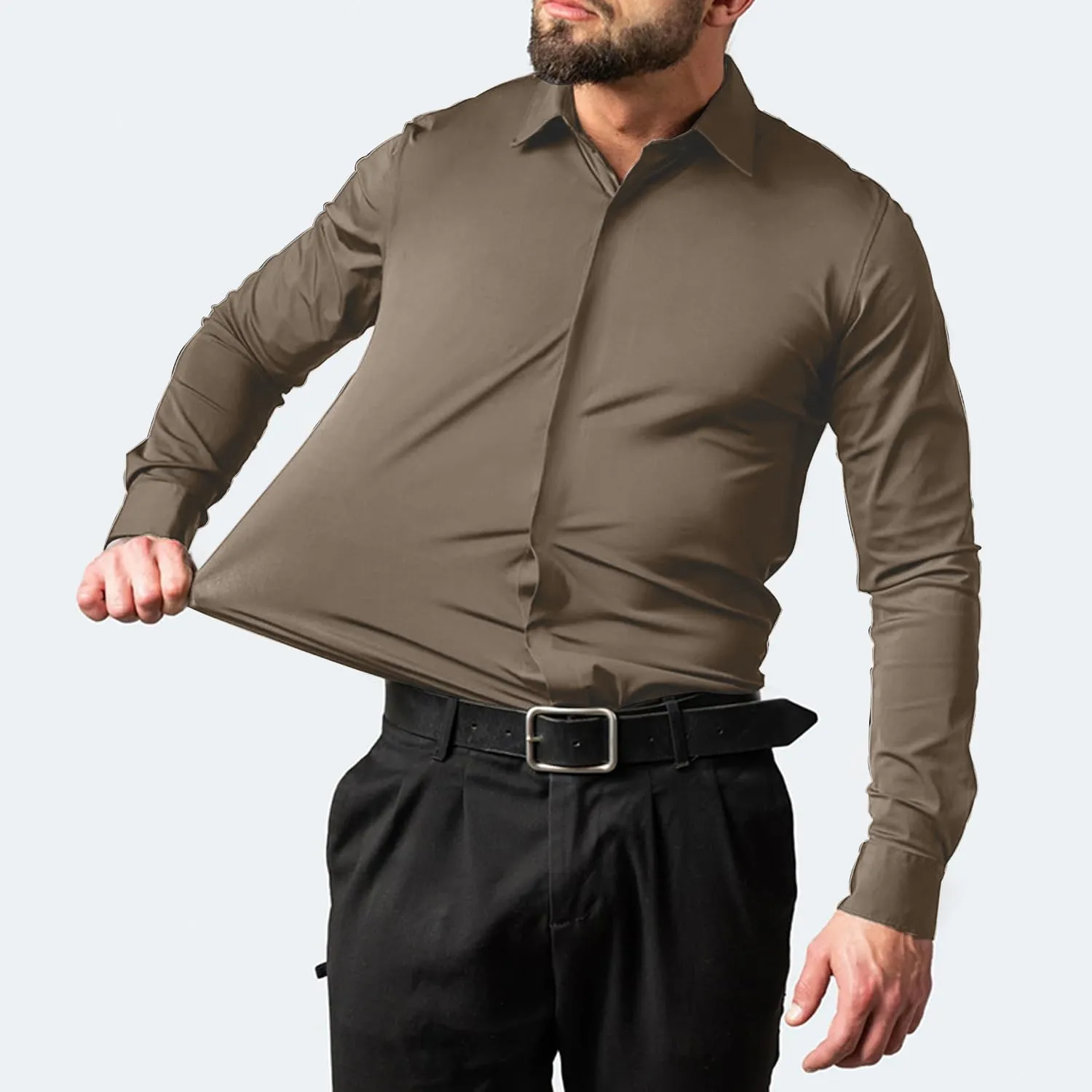Remxi Men's Dress Long Sleeve Shirts Elastic Wrinkle Free Business Shirt for Summer Casual Button Down Shirts