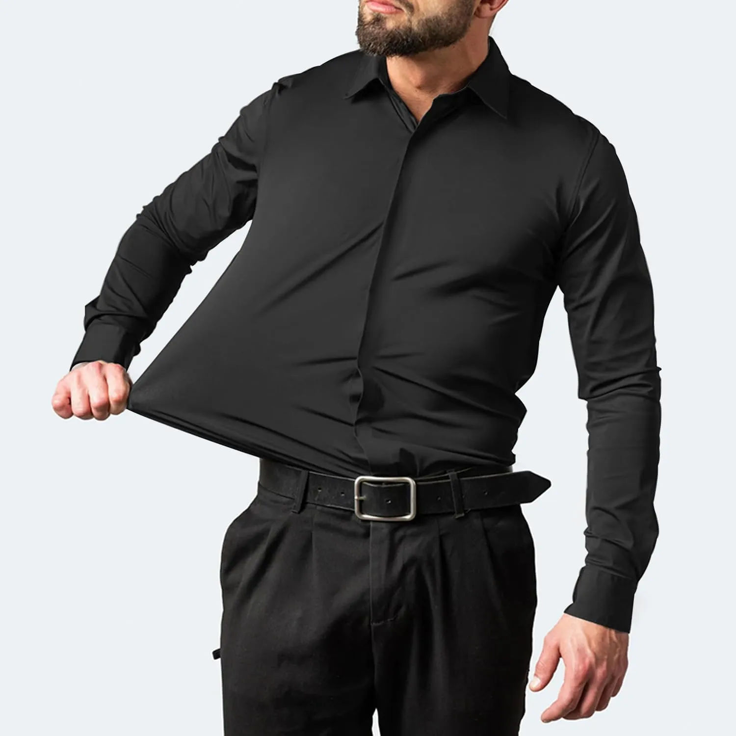 Remxi Men's Dress Long Sleeve Shirts Elastic Wrinkle Free Business Shirt for Summer Casual Button Down Shirts