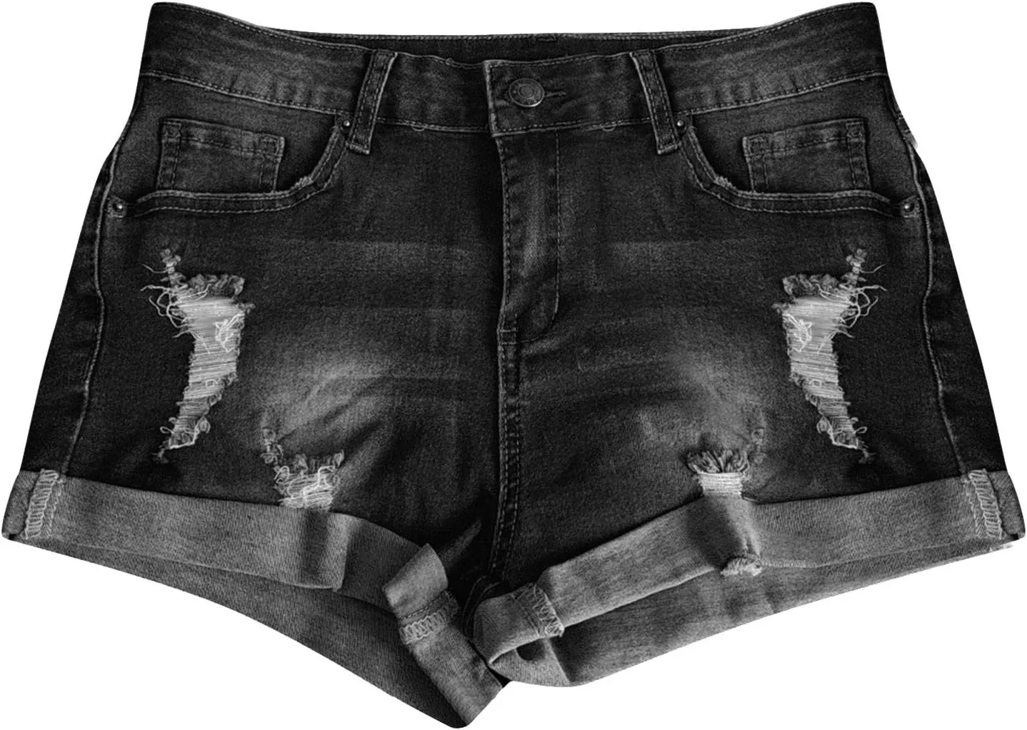 Ripped Jean Shorts Women High Waisted Roll Up Hem Straight Leg Denim Jean Shorts Stretch Summer Short Pants with Pockets