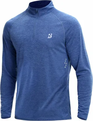 Roadbox UPF 50  Running Shirts for Men - Long Sleeve Quick Dry 1/4 Zip Pullover for Fishing Outdoor Hiking Athletic Workout