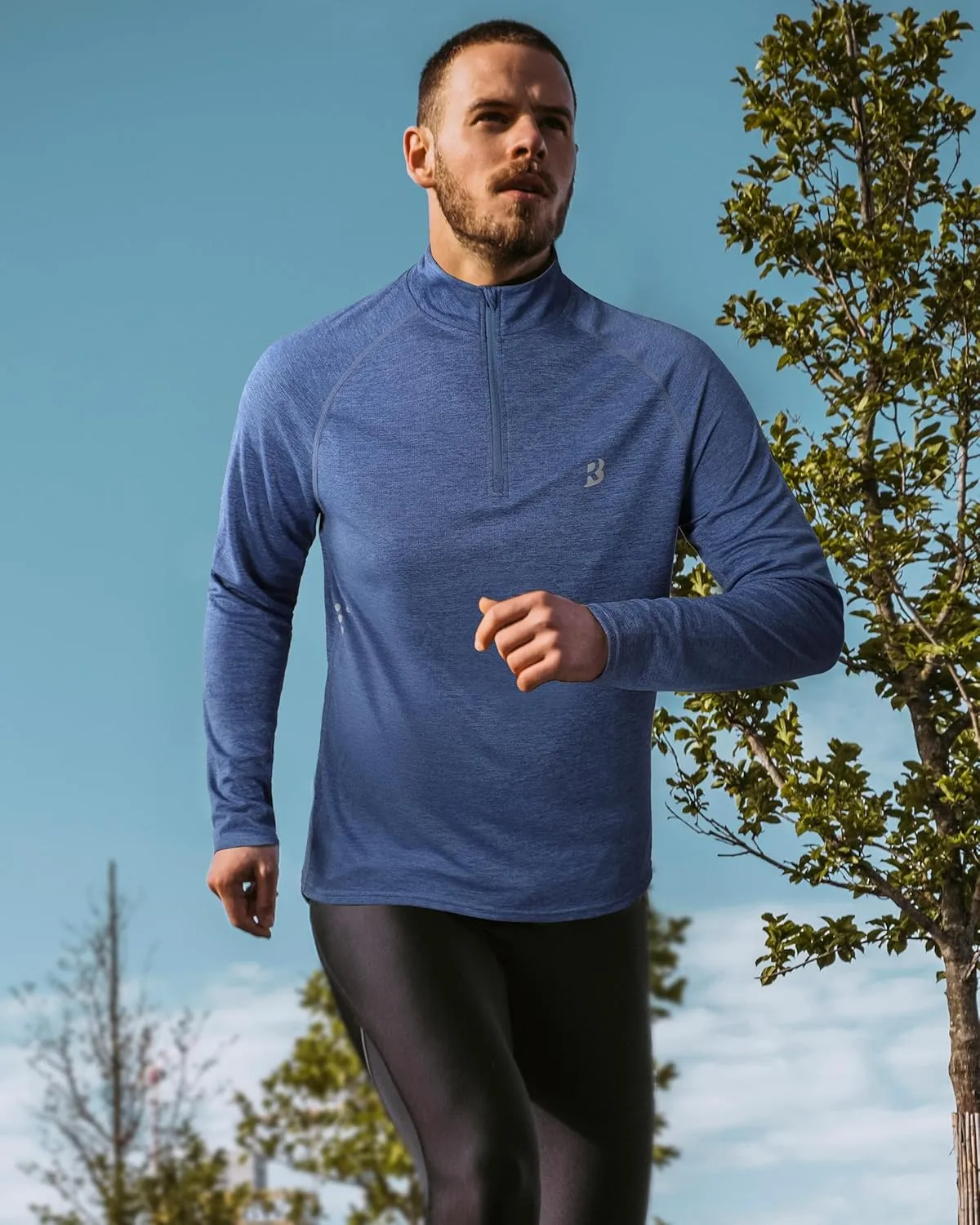 Roadbox UPF 50  Running Shirts for Men - Long Sleeve Quick Dry 1/4 Zip Pullover for Fishing Outdoor Hiking Athletic Workout