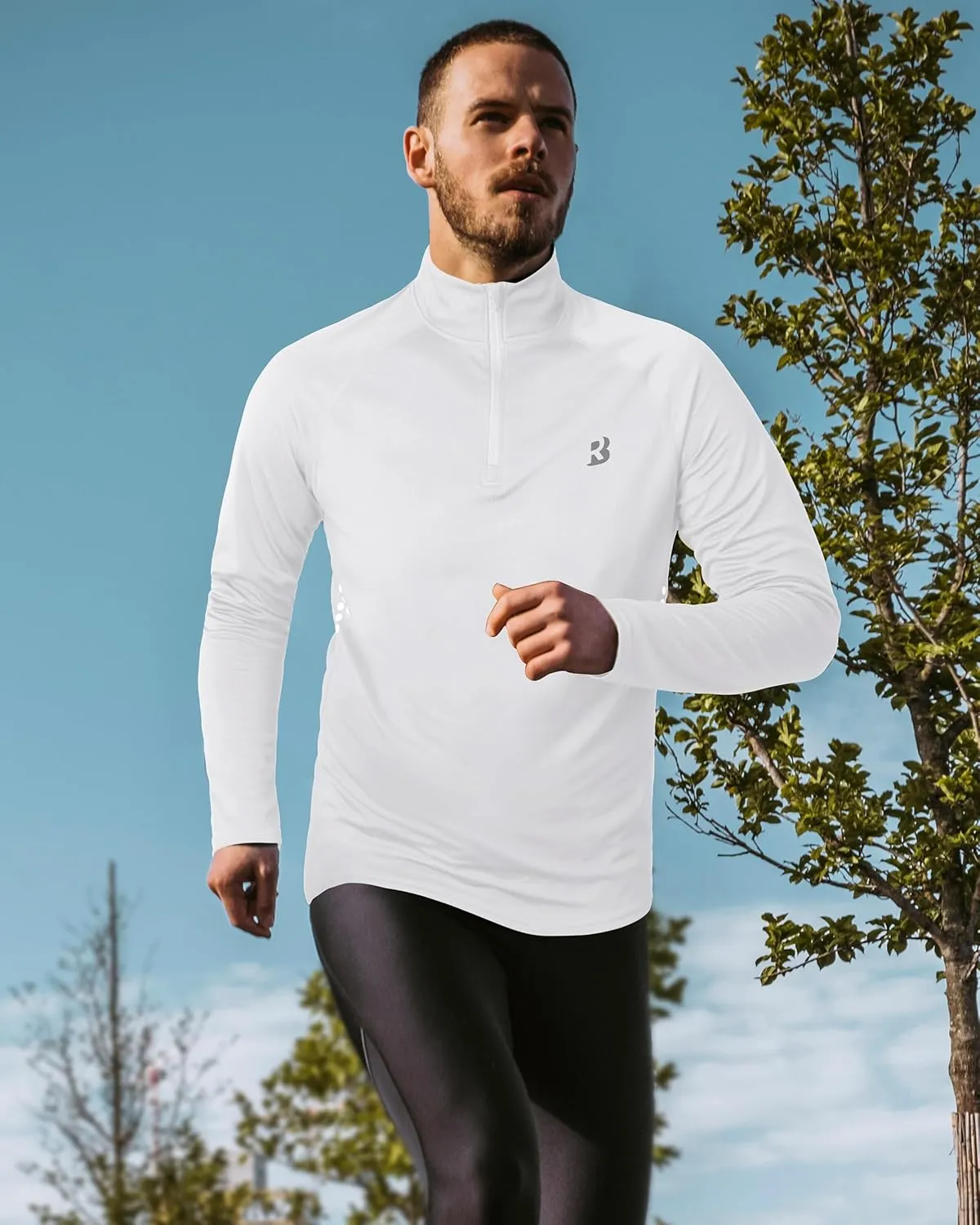 Roadbox UPF 50  Running Shirts for Men - Long Sleeve Quick Dry 1/4 Zip Pullover for Fishing Outdoor Hiking Athletic Workout