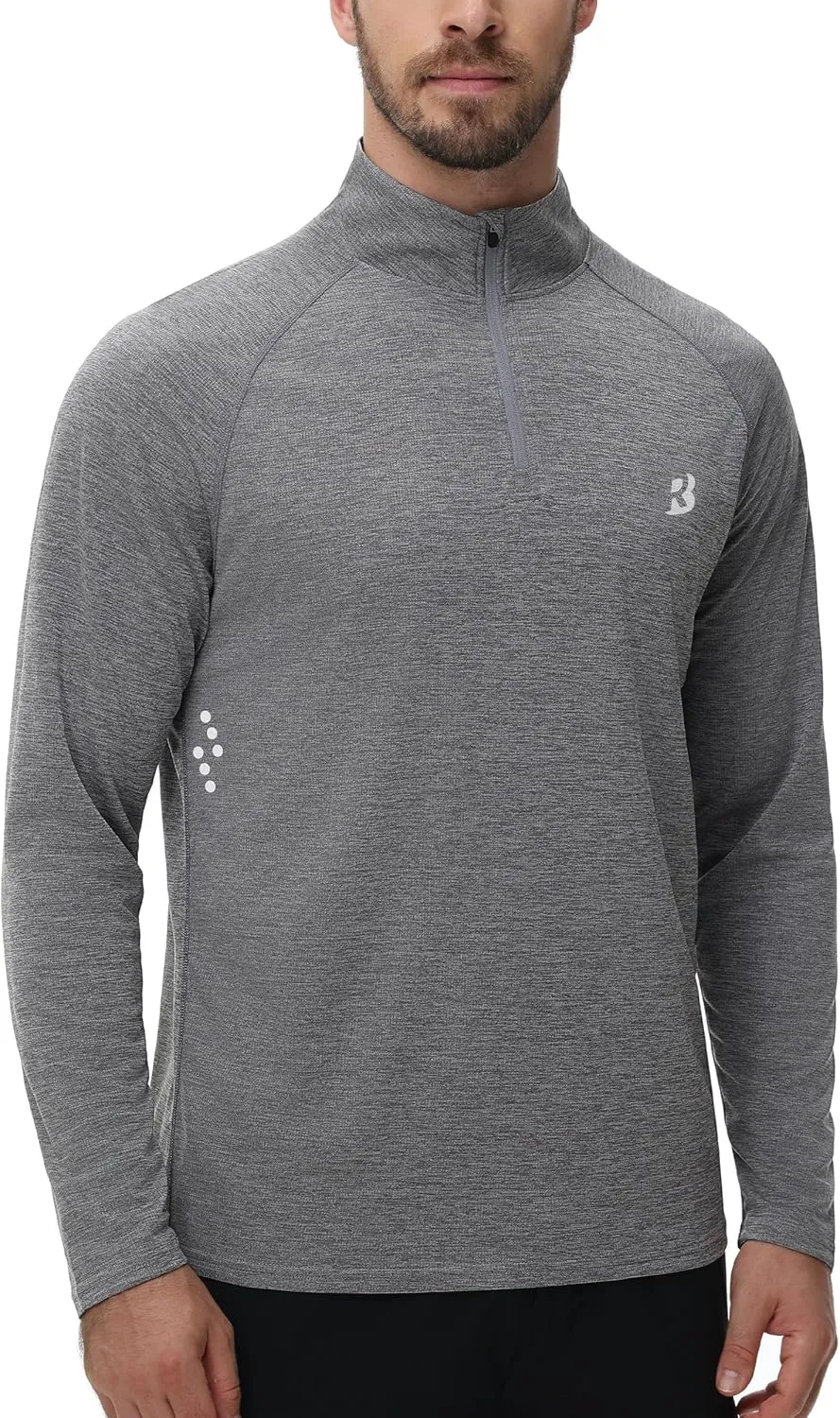Roadbox UPF 50  Running Shirts for Men - Long Sleeve Quick Dry 1/4 Zip Pullover for Fishing Outdoor Hiking Athletic Workout