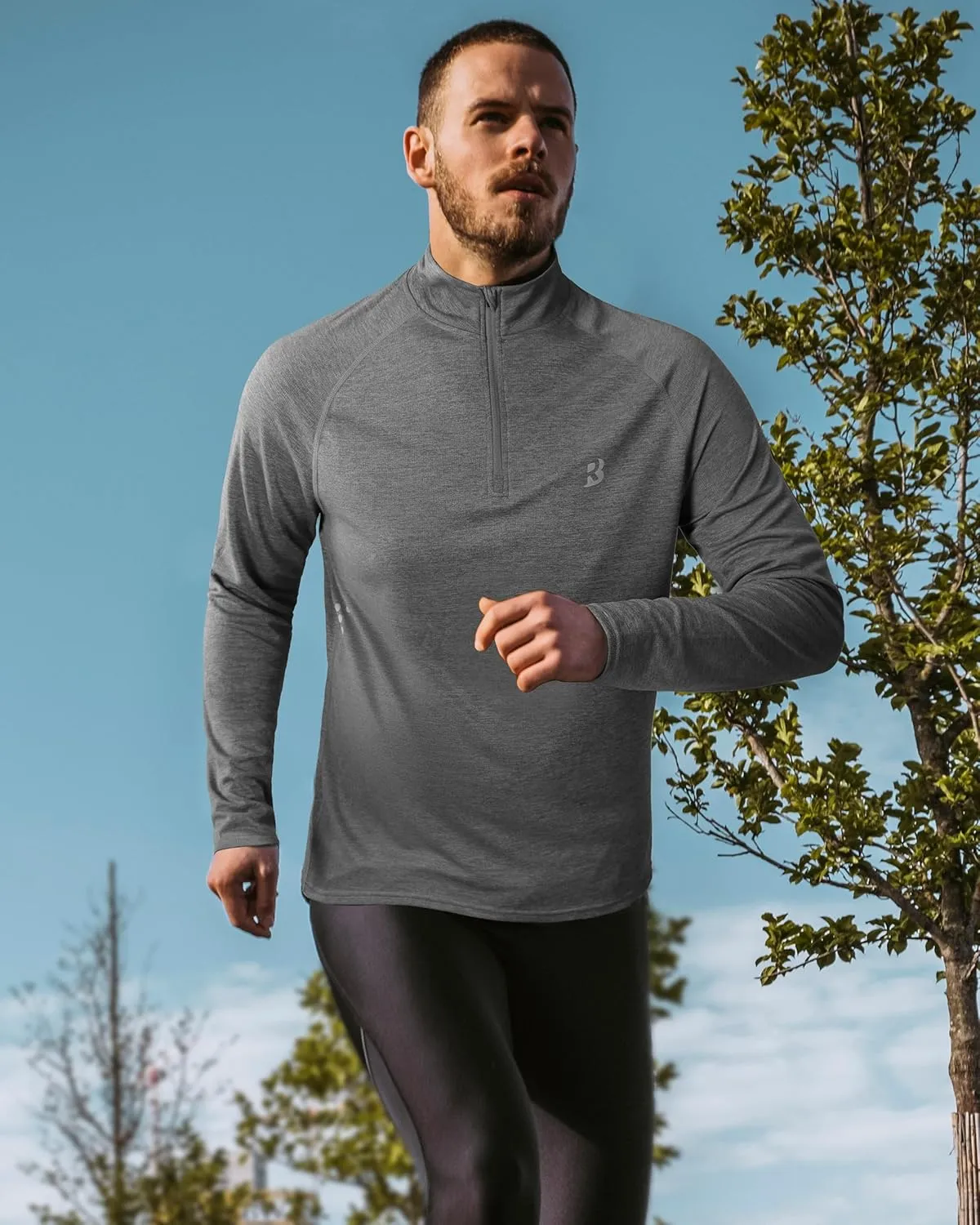 Roadbox UPF 50  Running Shirts for Men - Long Sleeve Quick Dry 1/4 Zip Pullover for Fishing Outdoor Hiking Athletic Workout