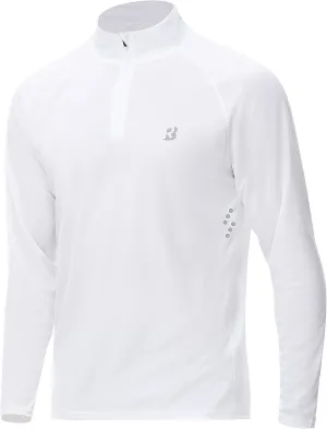 Roadbox UPF 50  Running Shirts for Men - Long Sleeve Quick Dry 1/4 Zip Pullover for Fishing Outdoor Hiking Athletic Workout