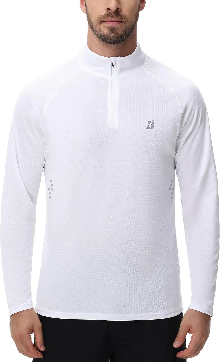 Roadbox UPF 50  Running Shirts for Men - Long Sleeve Quick Dry 1/4 Zip Pullover for Fishing Outdoor Hiking Athletic Workout