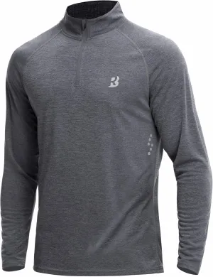Roadbox UPF 50  Running Shirts for Men - Long Sleeve Quick Dry 1/4 Zip Pullover for Fishing Outdoor Hiking Athletic Workout