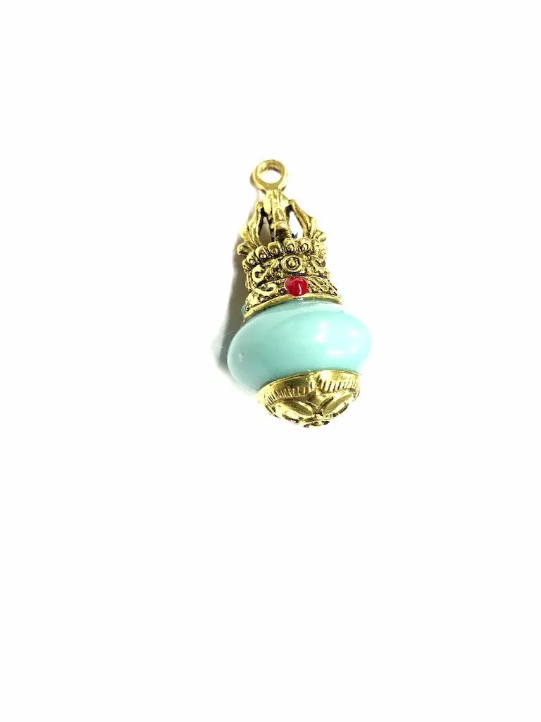 Round Turquoise Pendant With Metal Cap