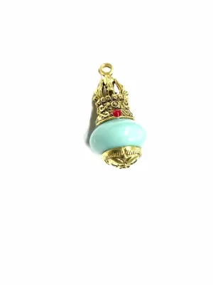 Round Turquoise Pendant With Metal Cap
