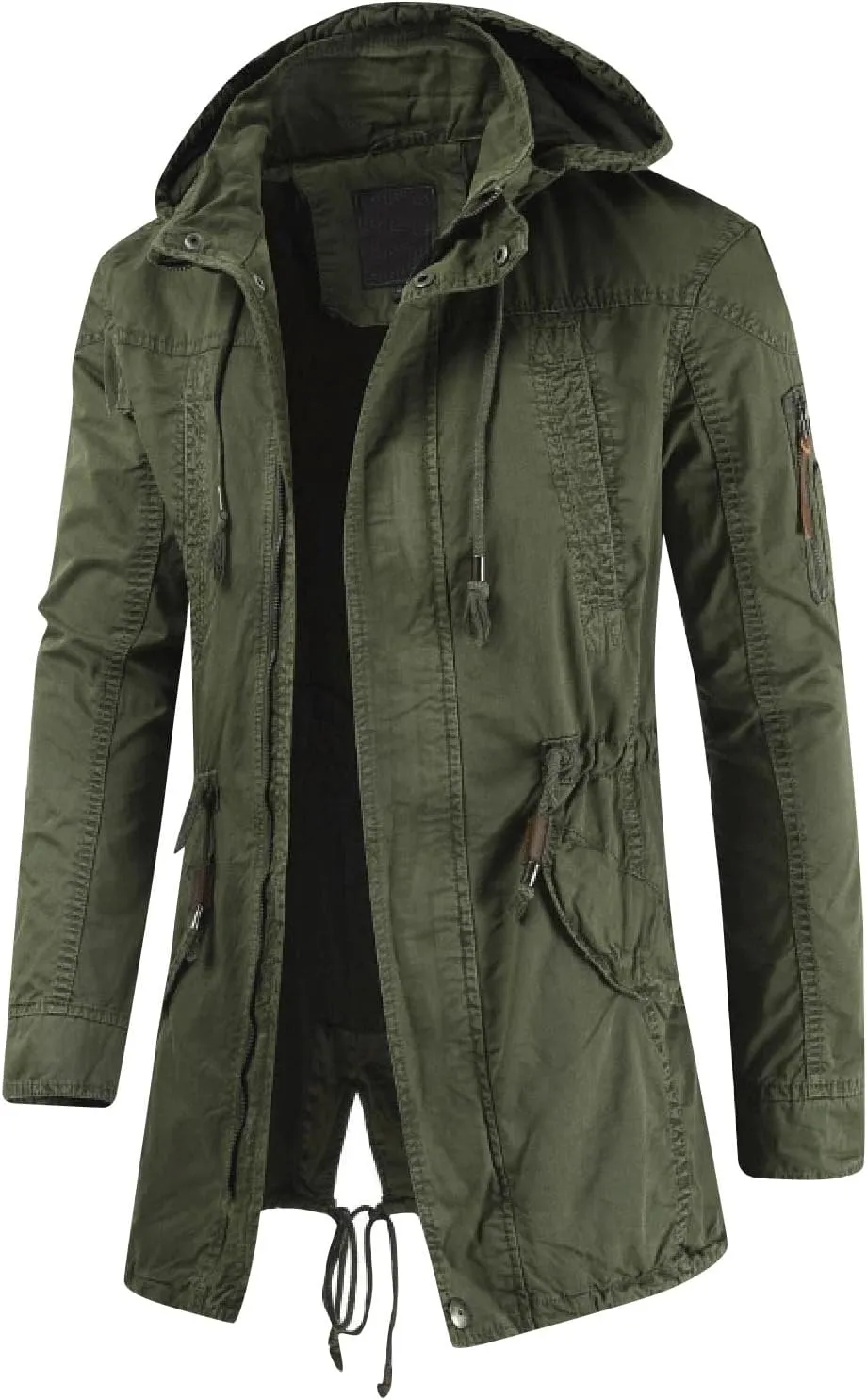 RTRDE Men's Trench Coat Long With Hood Notched Lapel Jacket Windbreaker Overcoat Pea Winter Coats For Men, M-4XL