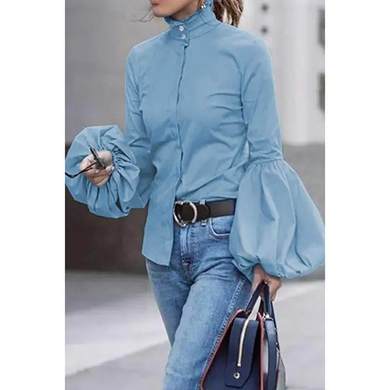 Ruffle High Neck T-shirt