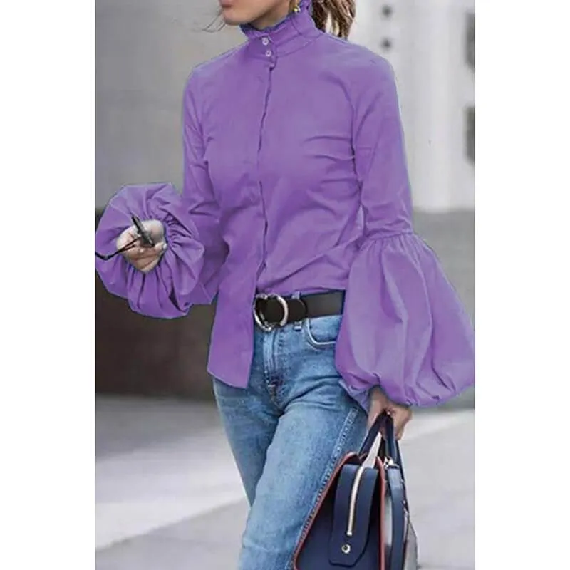 Ruffle High Neck T-shirt