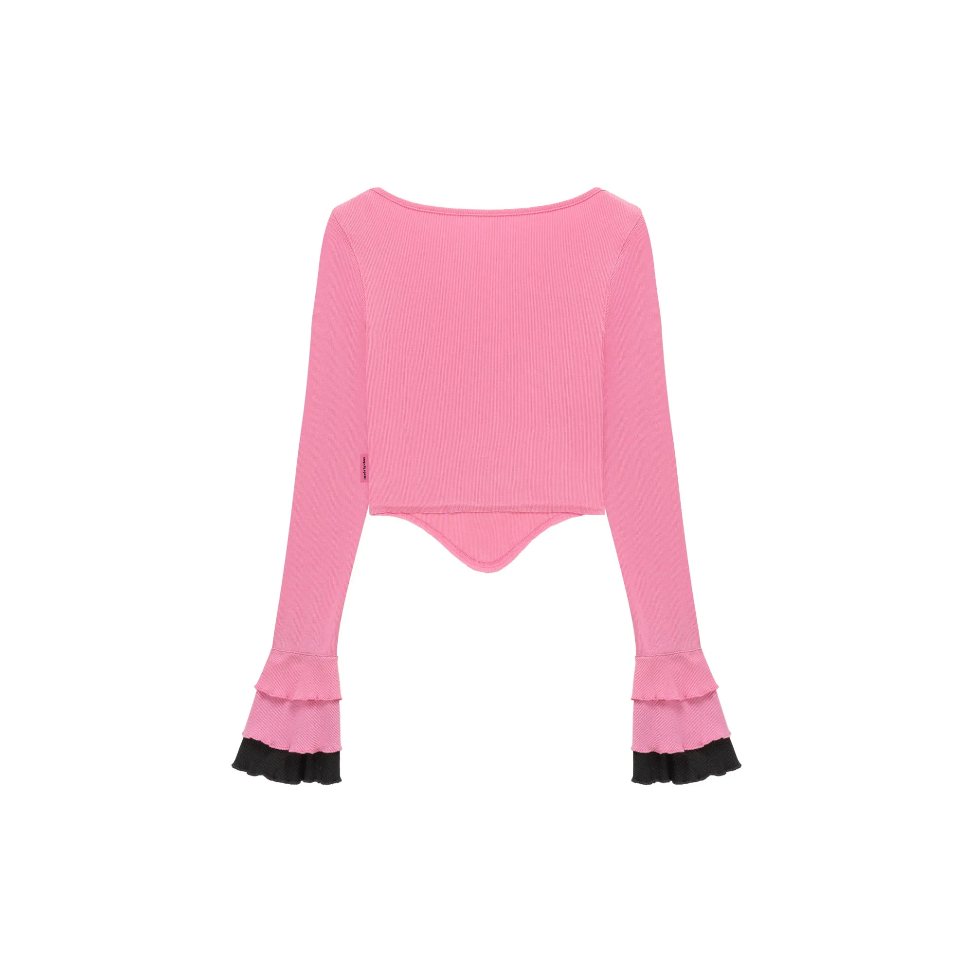 Ruffle Sleeve Asymmetrical Cut Color T-Shirt