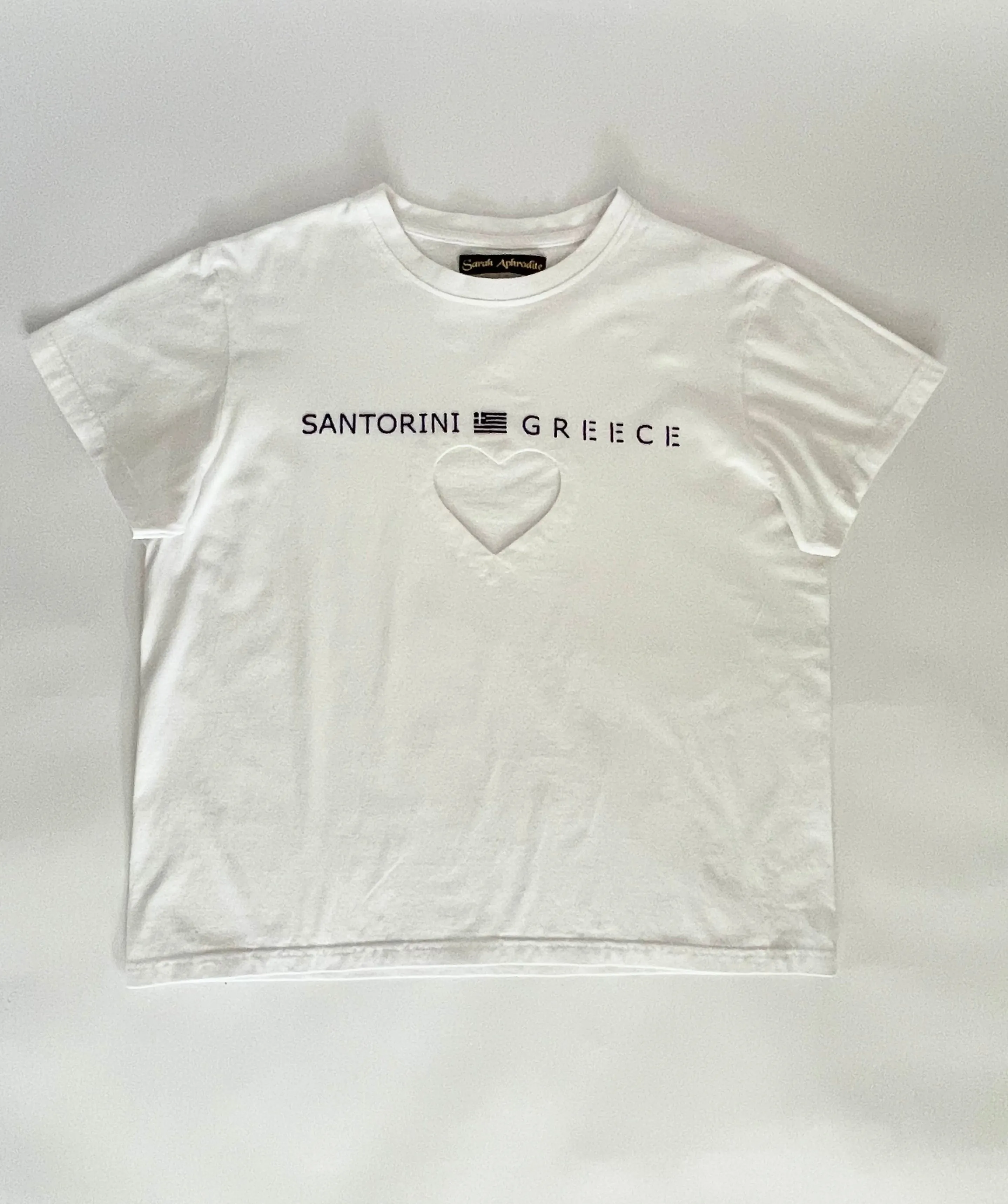 Santorini Greece heart cut out T-shirt
