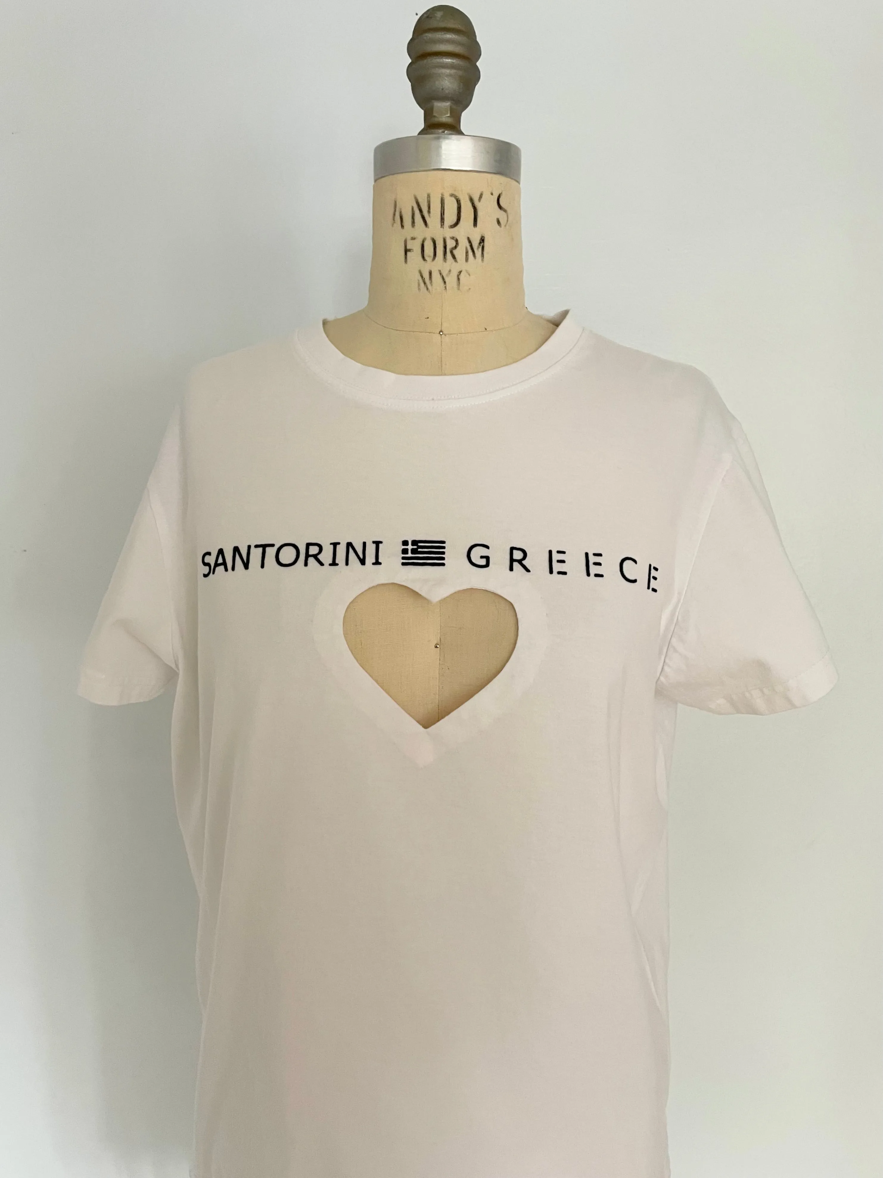 Santorini Greece heart cut out T-shirt