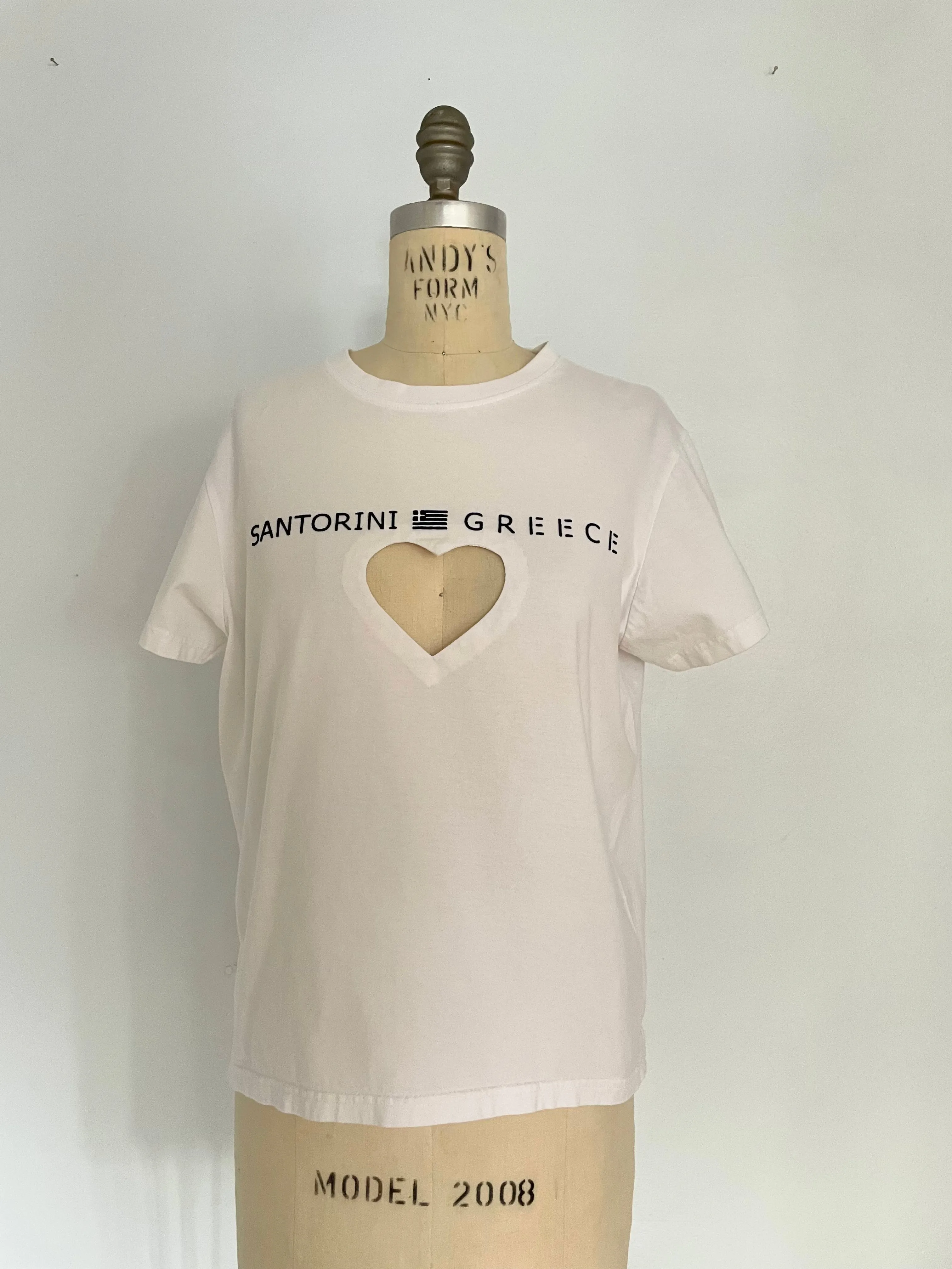 Santorini Greece heart cut out T-shirt
