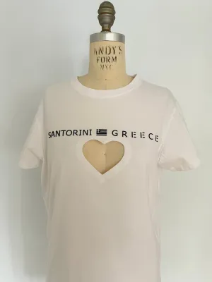 Santorini Greece heart cut out T-shirt