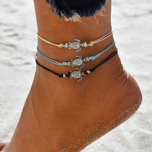 Save Sea Turtle Jewelry | Sea Turtle Anklet 3 Set