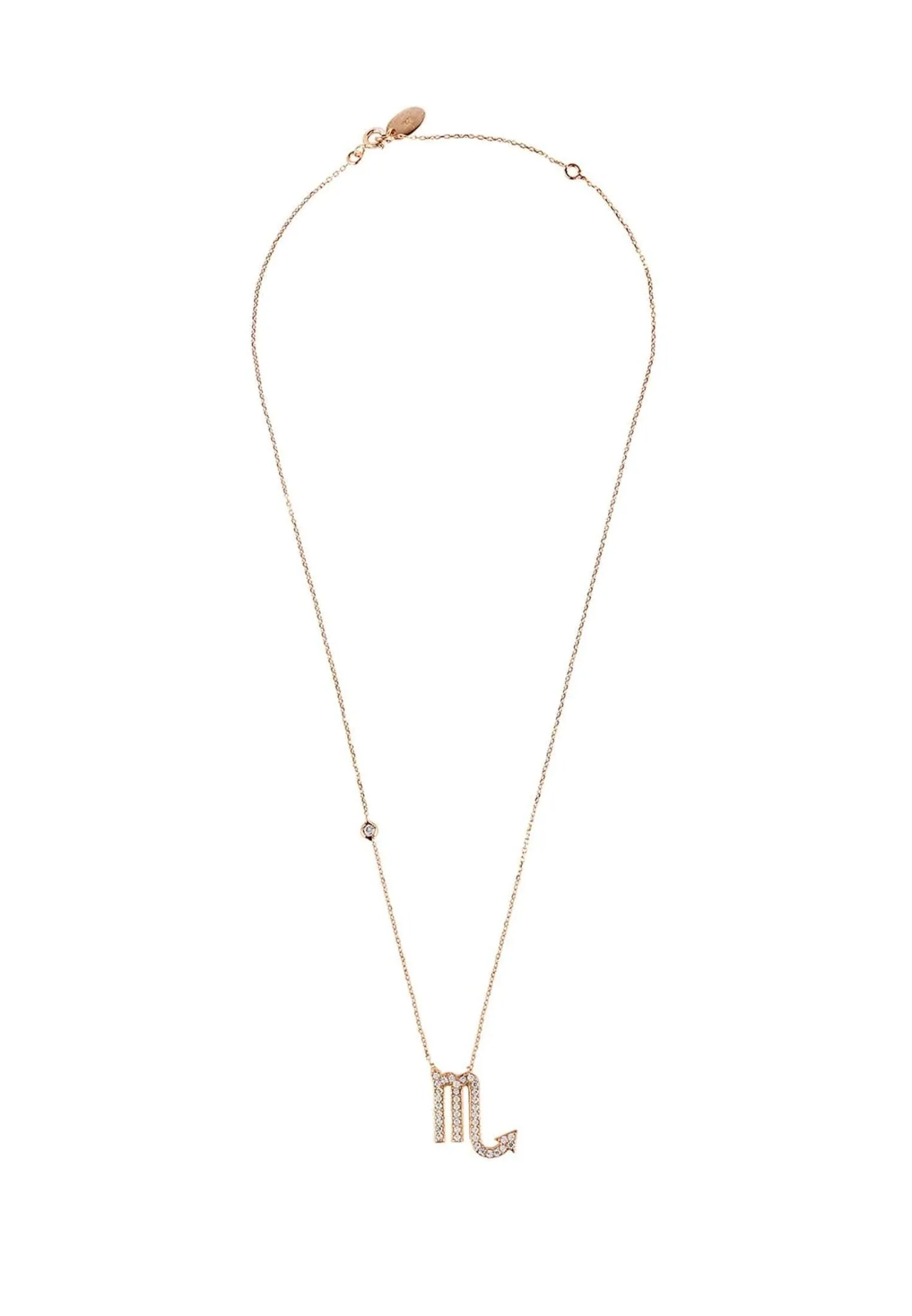 Scorpio Pendant Necklace Dipped in Rose Gold with White Zircon