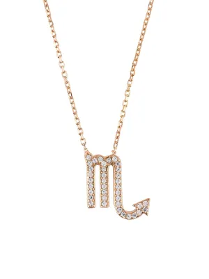 Scorpio Pendant Necklace Dipped in Rose Gold with White Zircon