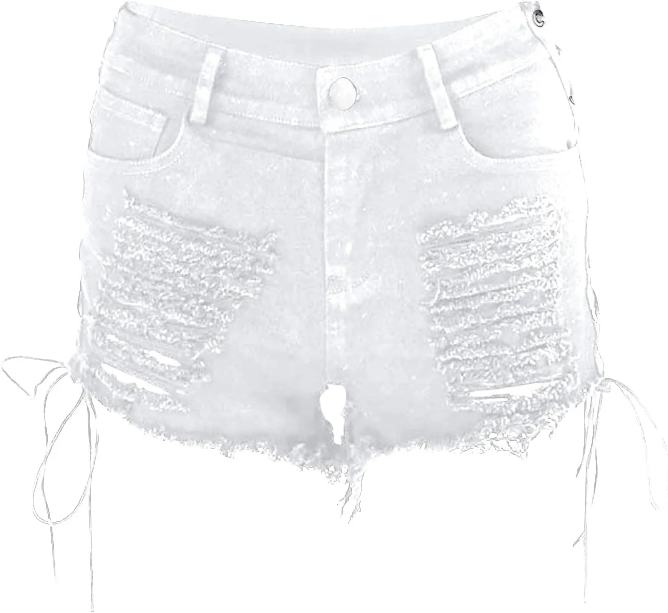 Sexy Distressed Jean Shorts Womens High Waisted Lace Up Denim Shorts with Pockets Night Party Ripped Short Jeans 2025