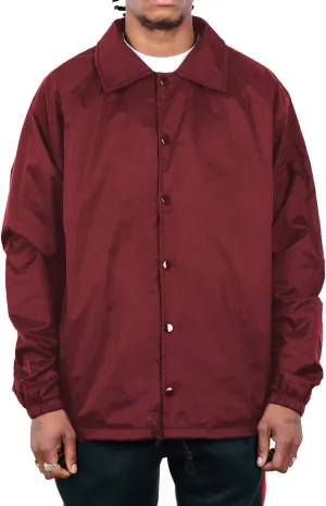 Shaka Wear Mens Coach Jacket  Classic Windbreaker Nylon Water Resistance Relaxed Fit Snaps Blank Coat