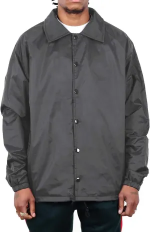 Shaka Wear Mens Coach Jacket  Classic Windbreaker Nylon Water Resistance Relaxed Fit Snaps Blank Coat