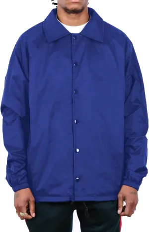 Shaka Wear Mens Coach Jacket  Classic Windbreaker Nylon Water Resistance Relaxed Fit Snaps Blank Coat