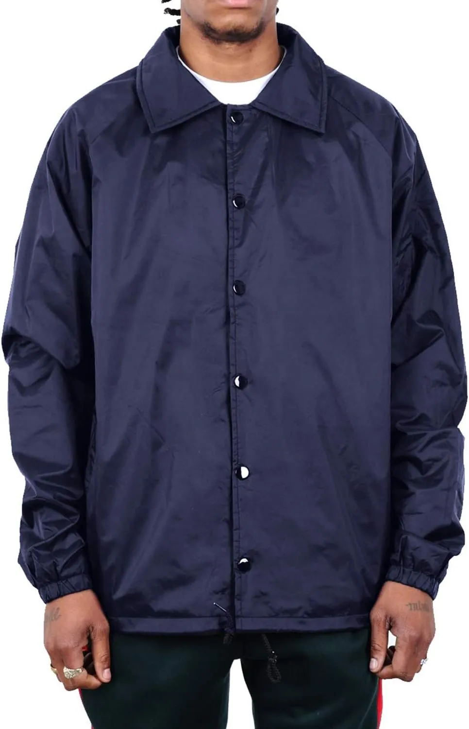 Shaka Wear Mens Coach Jacket  Classic Windbreaker Nylon Water Resistance Relaxed Fit Snaps Blank Coat