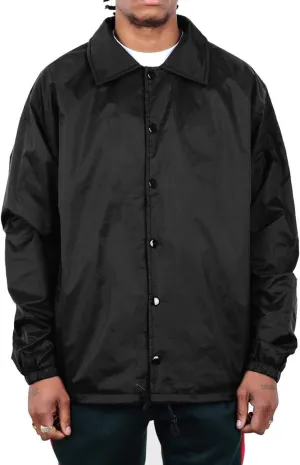 Shaka Wear Mens Coach Jacket  Classic Windbreaker Nylon Water Resistance Relaxed Fit Snaps Blank Coat
