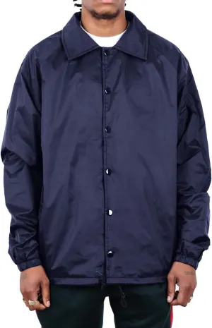 Shaka Wear Mens Coach Jacket  Classic Windbreaker Nylon Water Resistance Relaxed Fit Snaps Blank Coat