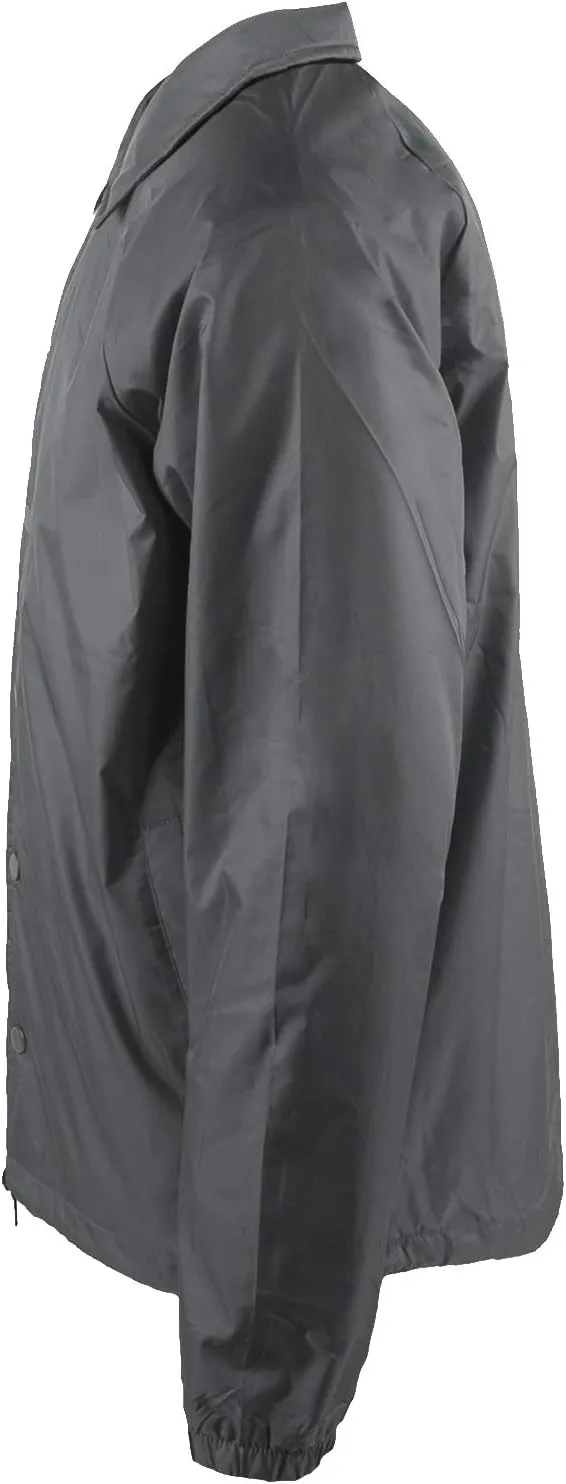 Shaka Wear Mens Coach Jacket  Classic Windbreaker Nylon Water Resistance Relaxed Fit Snaps Blank Coat