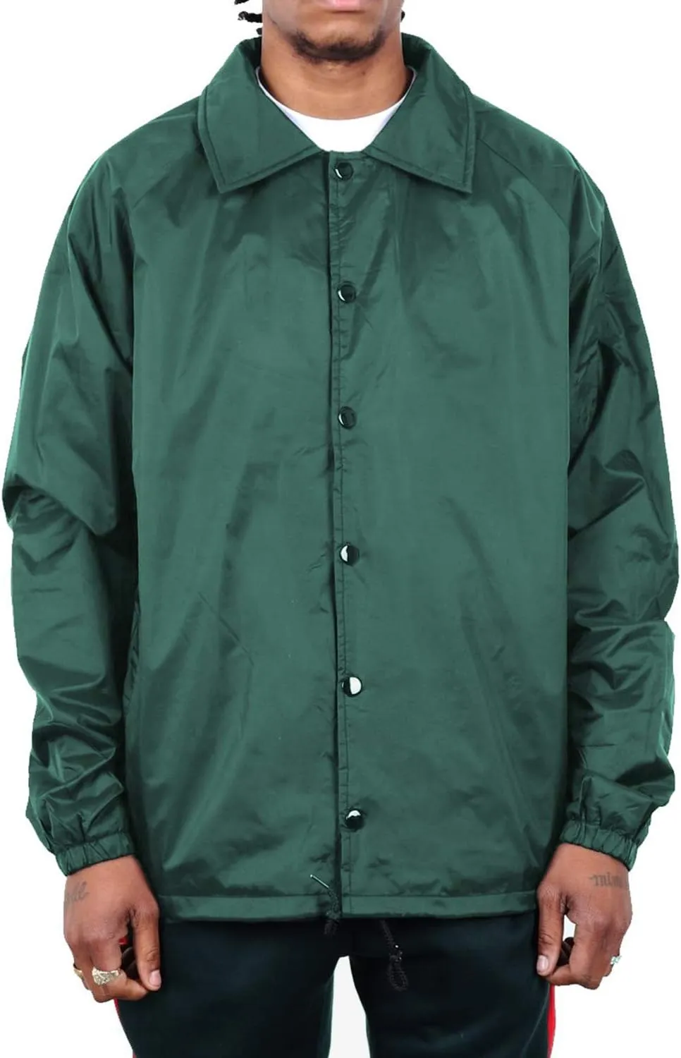 Shaka Wear Mens Coach Jacket  Classic Windbreaker Nylon Water Resistance Relaxed Fit Snaps Blank Coat