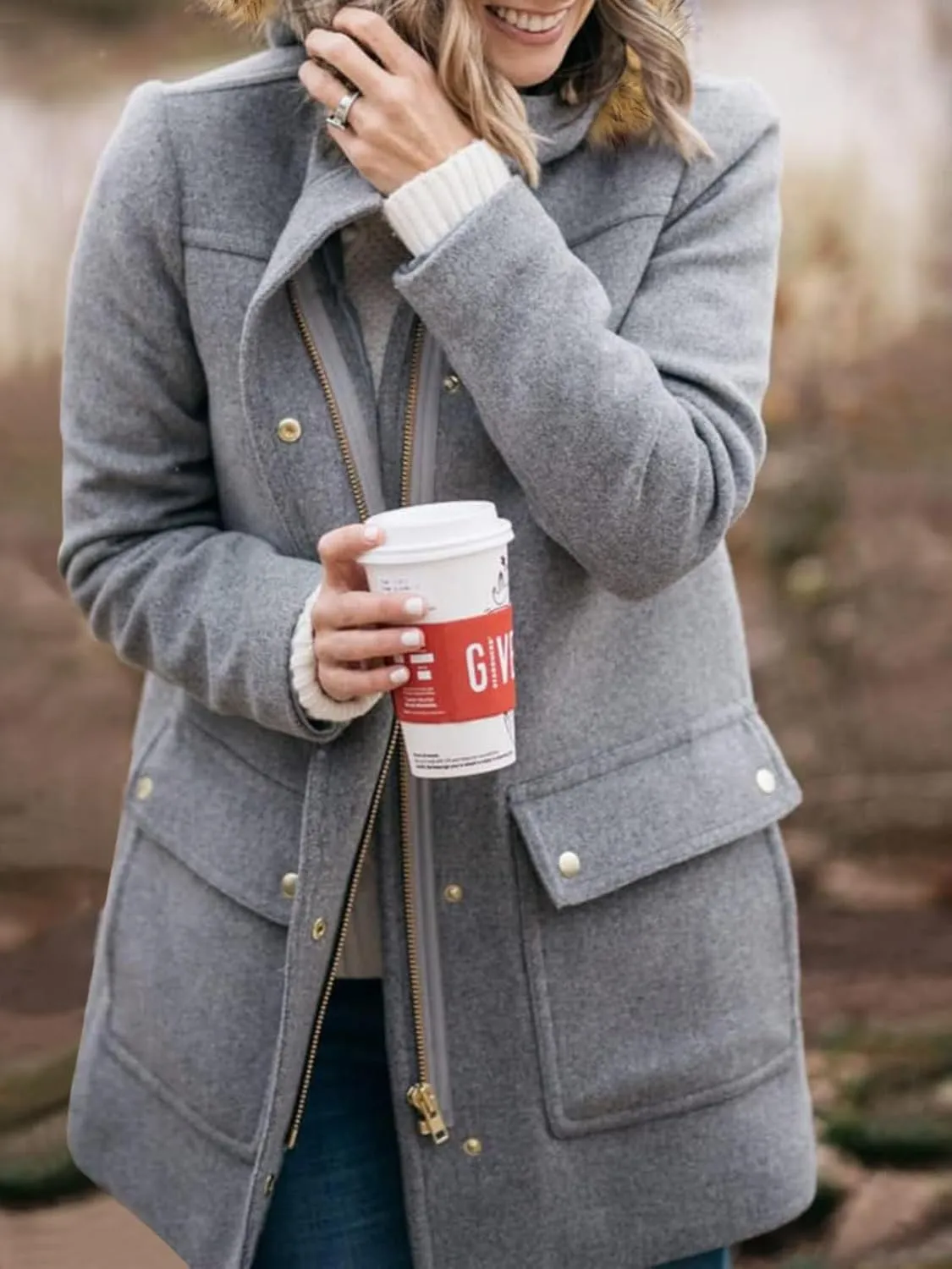 Shanfetl Womens Coats Fall Winter Warm Mid Length Pea Coats Elegant Jackets Outwear with Faux Fur Hood