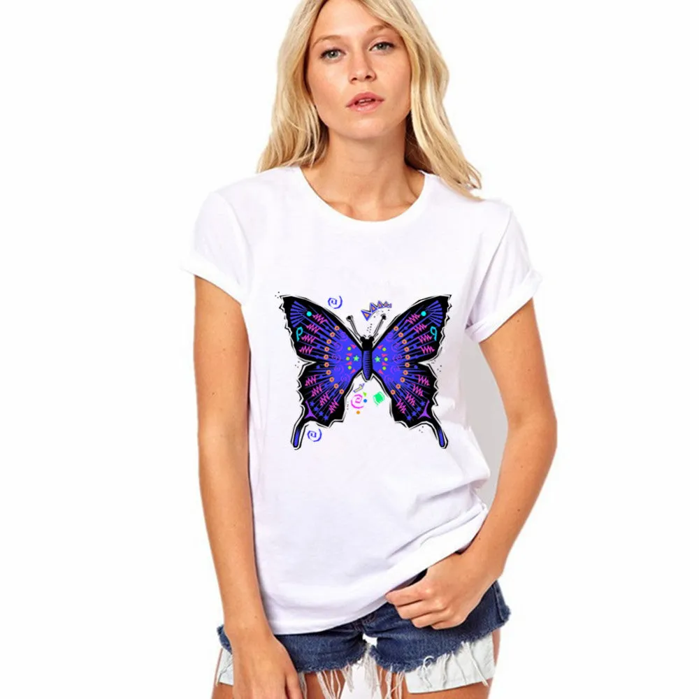 Short Sleeves Print White Scoop Regular T-shirt