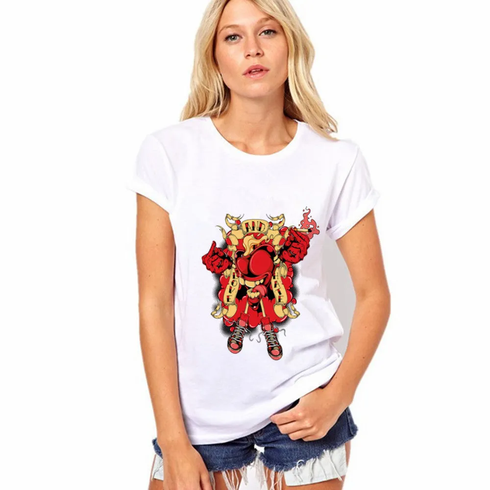 Short Sleeves Print White Scoop Regular T-shirt