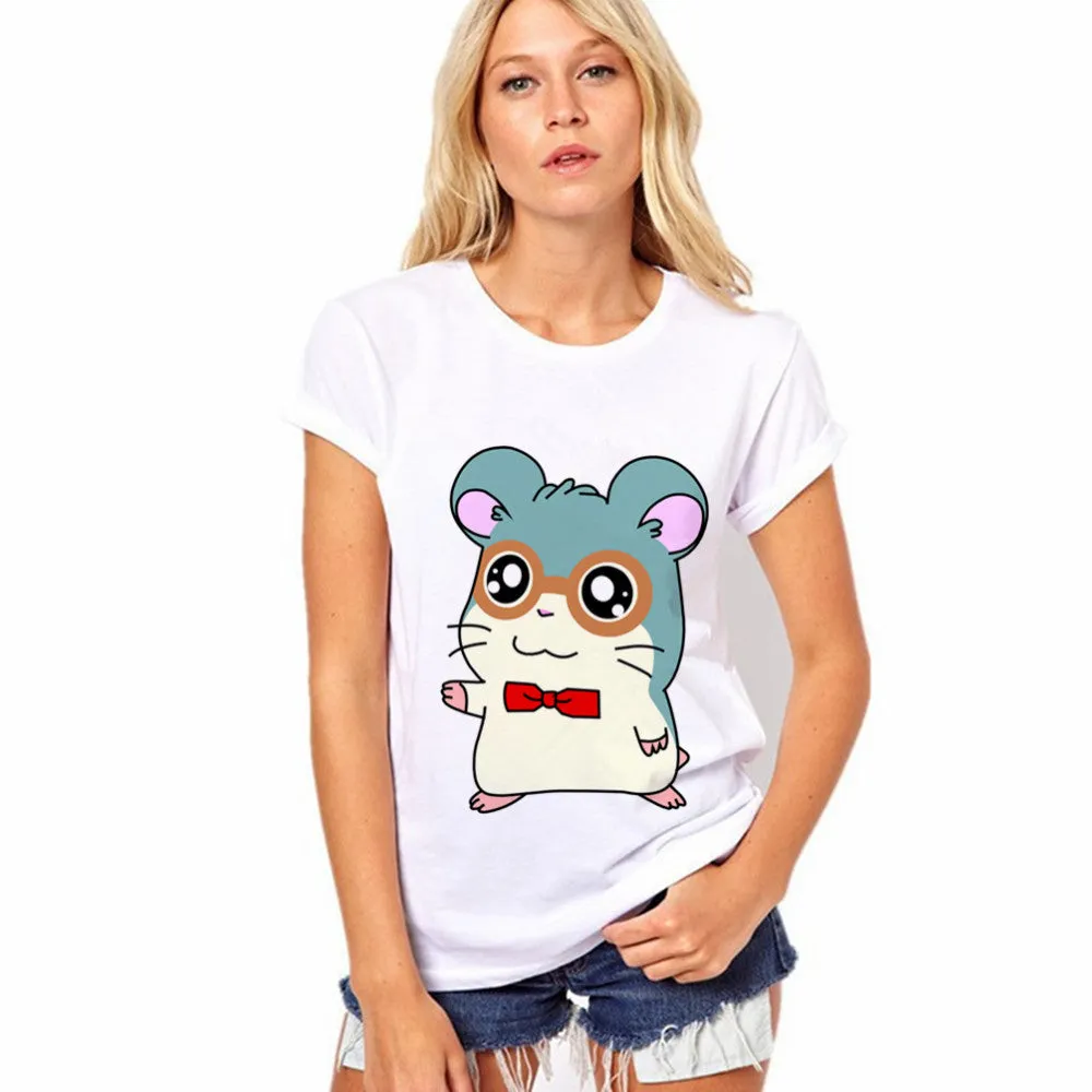 Short Sleeves Print White Scoop Regular T-shirt