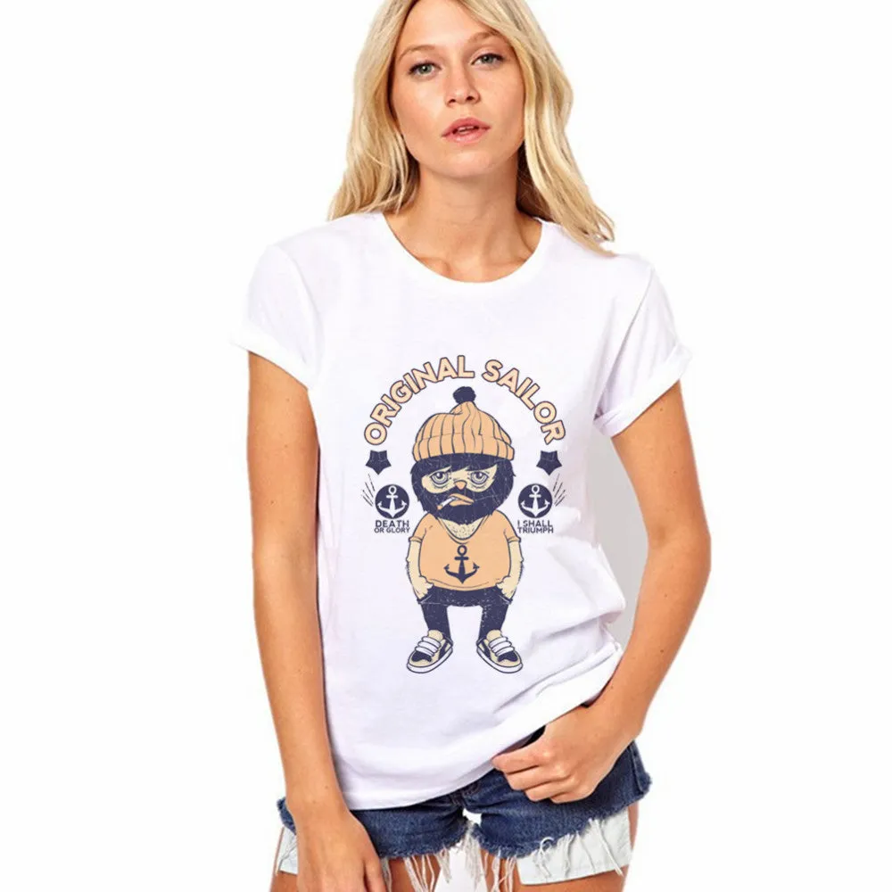 Short Sleeves Print White Scoop Regular T-shirt
