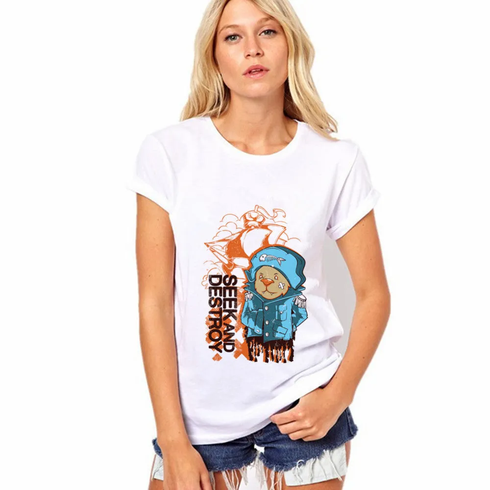 Short Sleeves Print White Scoop Regular T-shirt