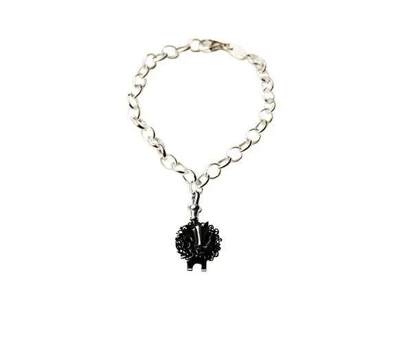 Silver Zwartbles sheep charm