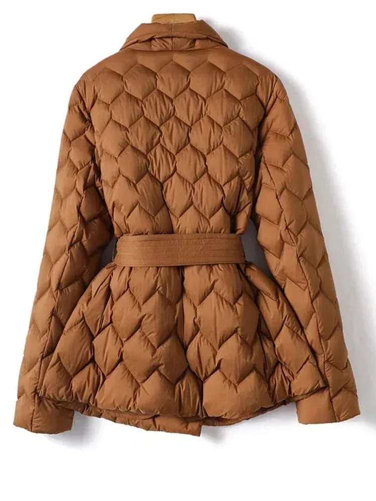 SIOBHÁN | ELEGANT FEATHER COAT WITH BELT