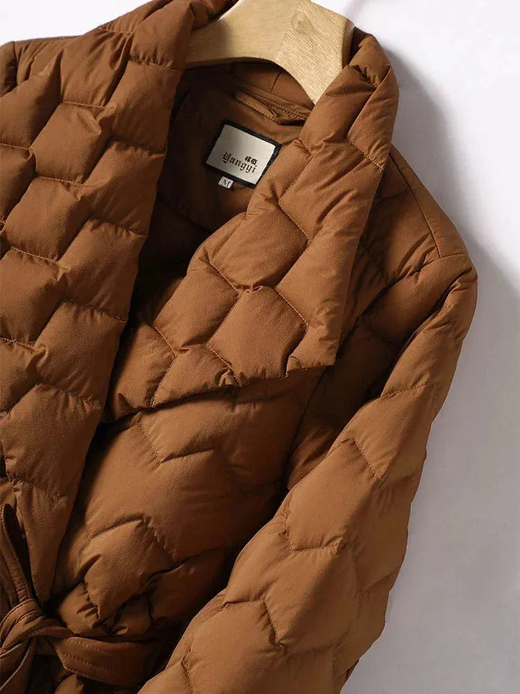 SIOBHÁN | ELEGANT FEATHER COAT WITH BELT