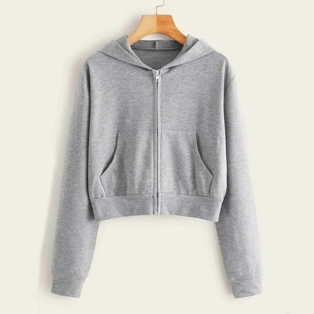 SMIDOW Crop Full Zip Up Hoodie Women Cute 2023 Fall Fashion y2k Clothes Teen Girl Cropped Lightweight Jacket With Hood